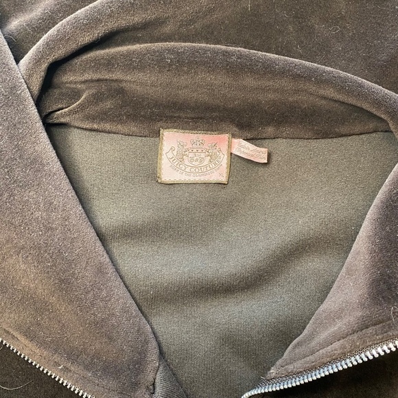 Juicy Couture Short Sleeve Velour Jacket Vest Zip Dolman Cowl Neck Brown Y2K XL - Picture 7 of 9